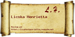 Licska Henrietta névjegykártya